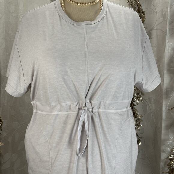 Athleta Crosscurrent Cover Up Dress M Gray‎ Lounge Travel Drawstring Waist Tunic - Picture 6 of 14